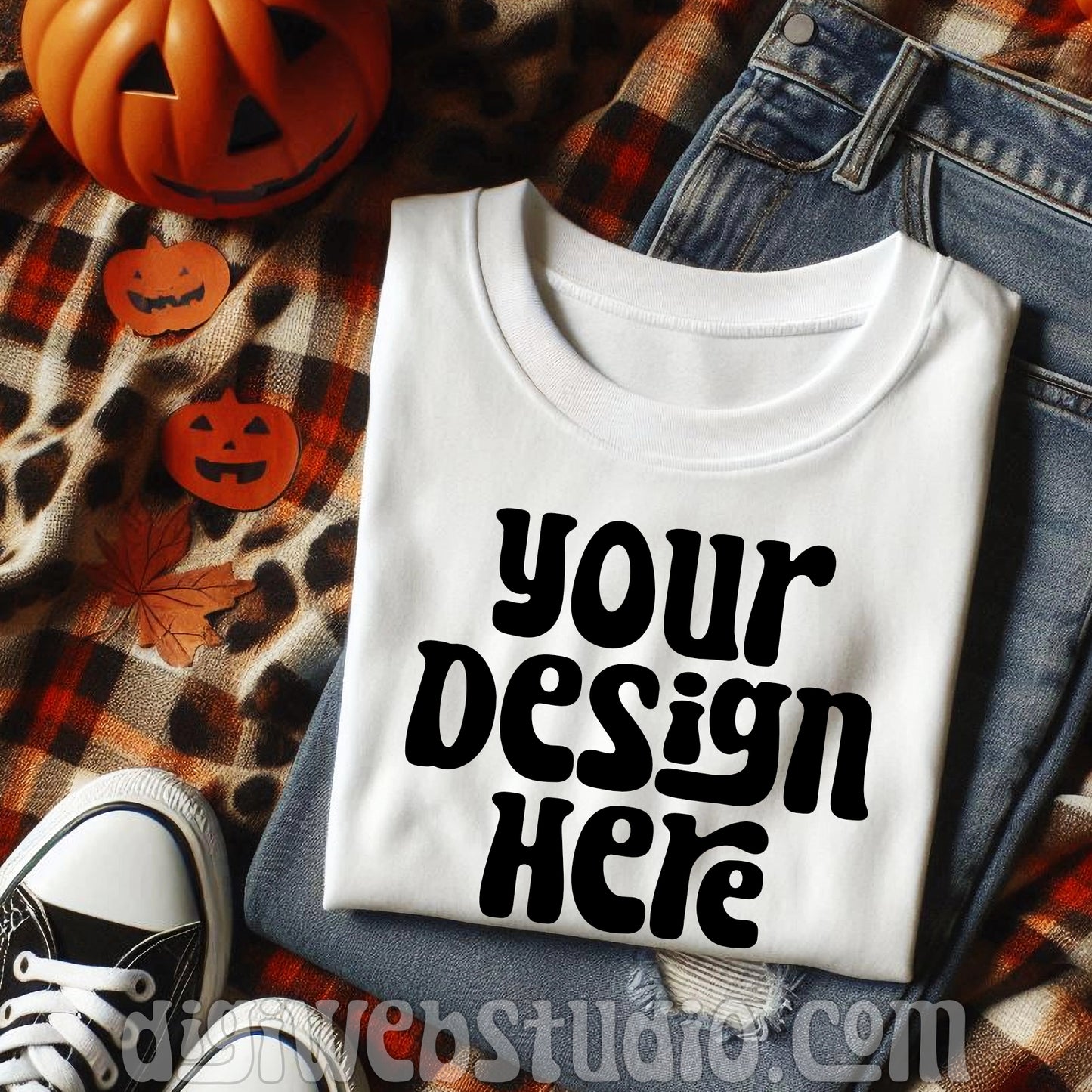 Halloween Plaid White Shirt Mockup 10