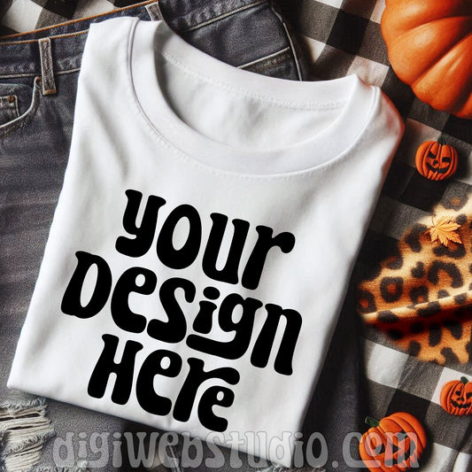 Halloween Plaid White Shirt Mockup 11