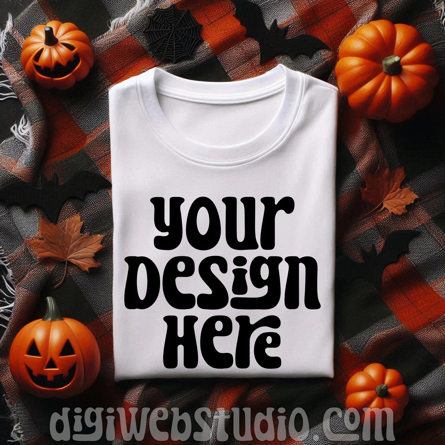 Halloween Plaid White Shirt Mockup 1