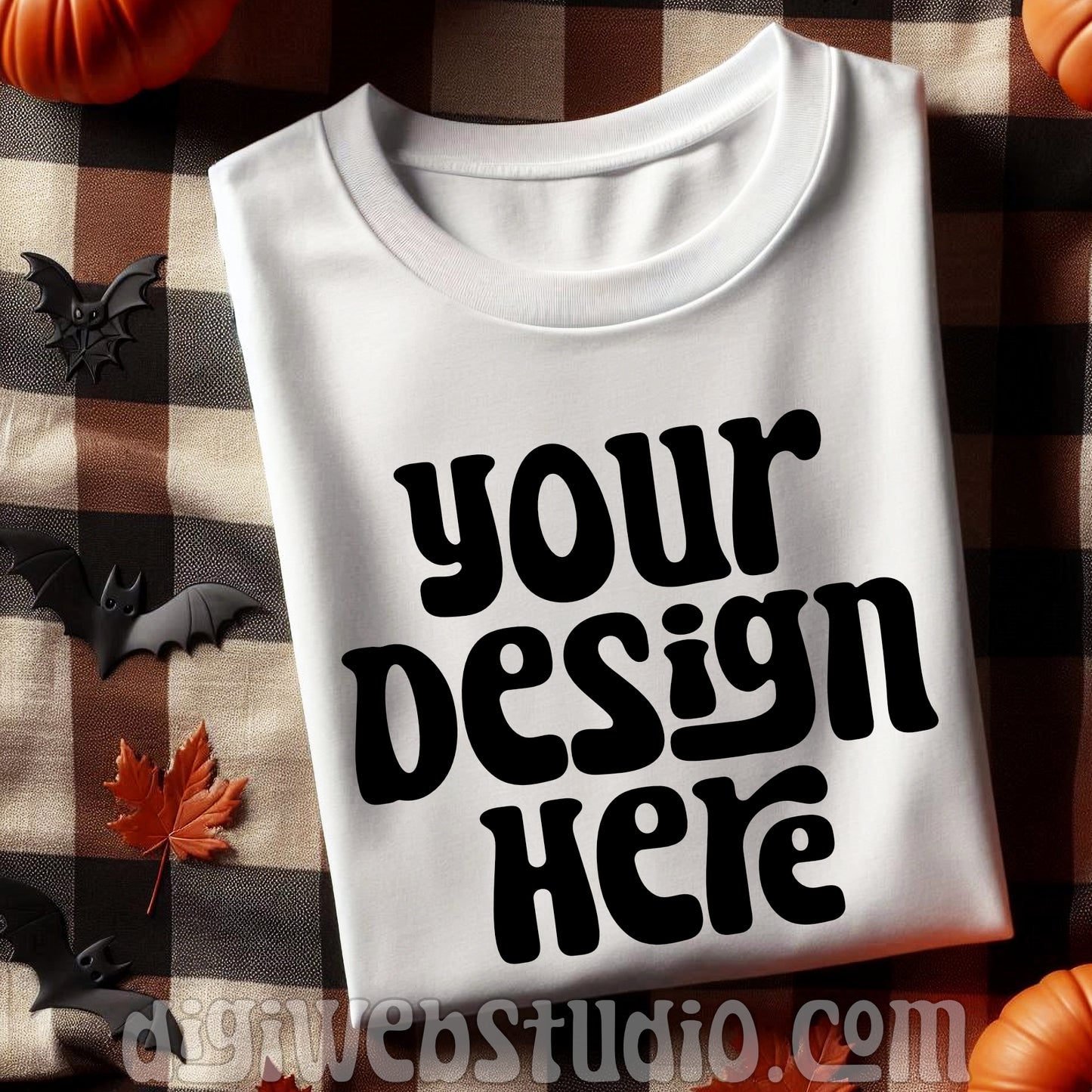 Halloween Plaid White Shirt Mockup 3