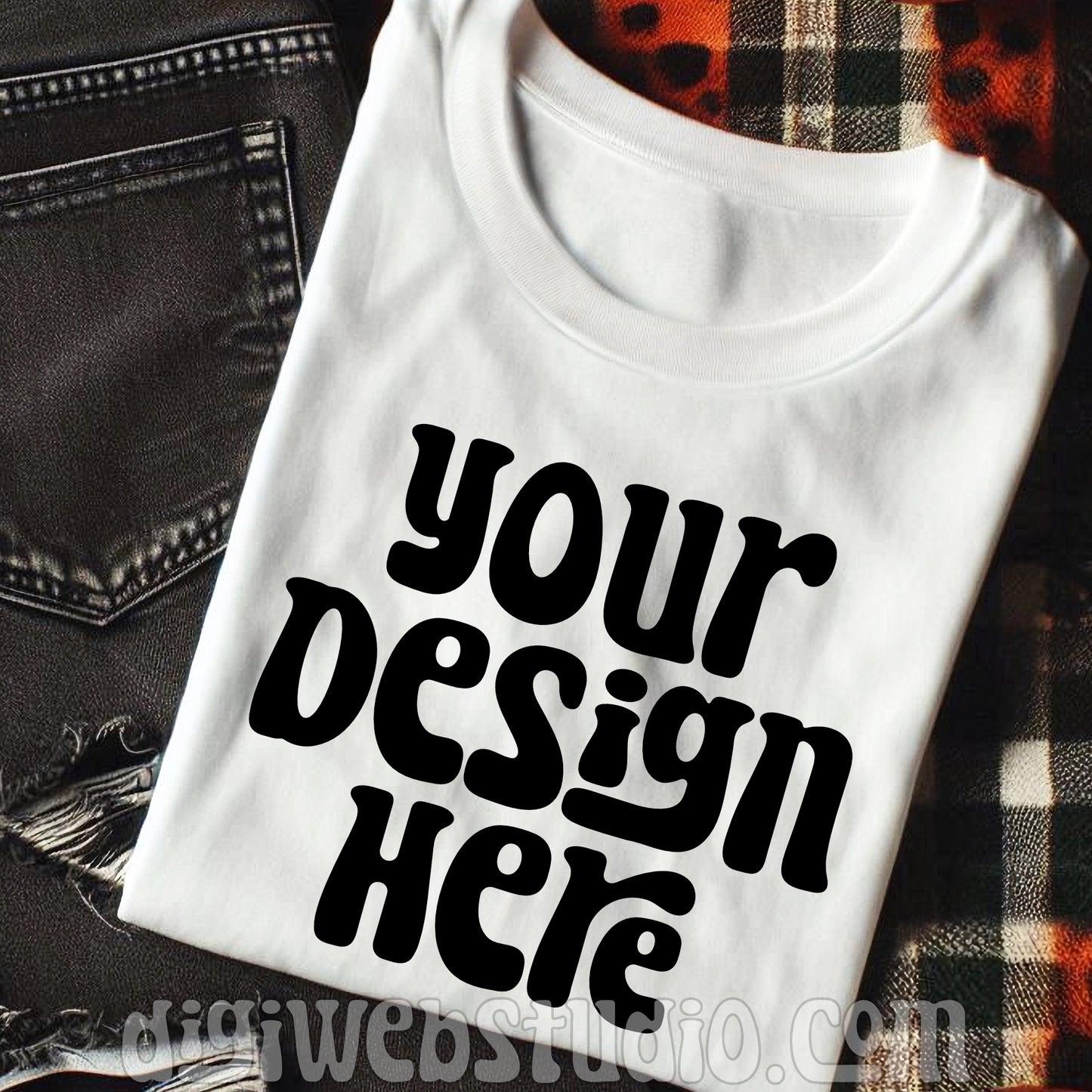 Halloween Plaid White Shirt Mockup 9