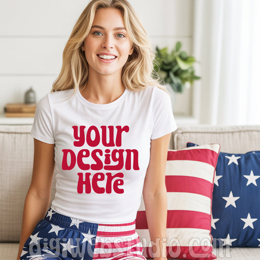 Patriotic White Shirt Mockup 4