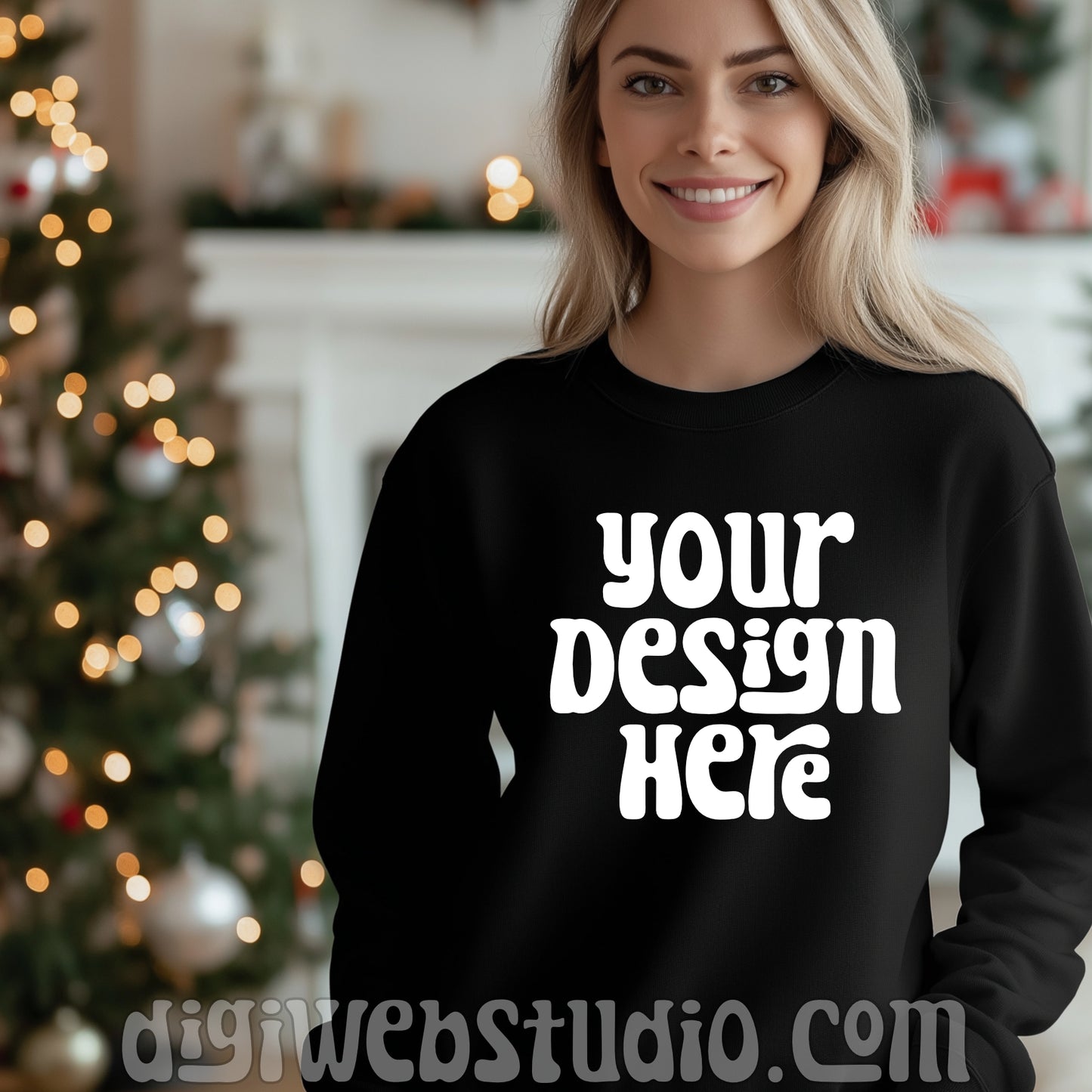 Christmas Gildan Black Sweatshirt Mockup 1