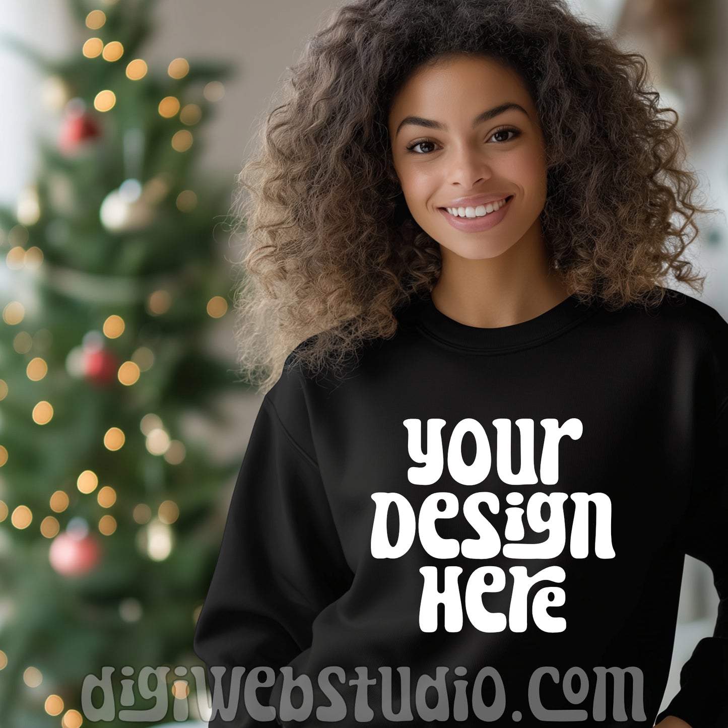 Christmas Gildan Black Sweatshirt Mockup 2