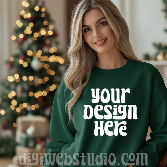 Christmas Gildan Forest Sweatshirt Mockup 1