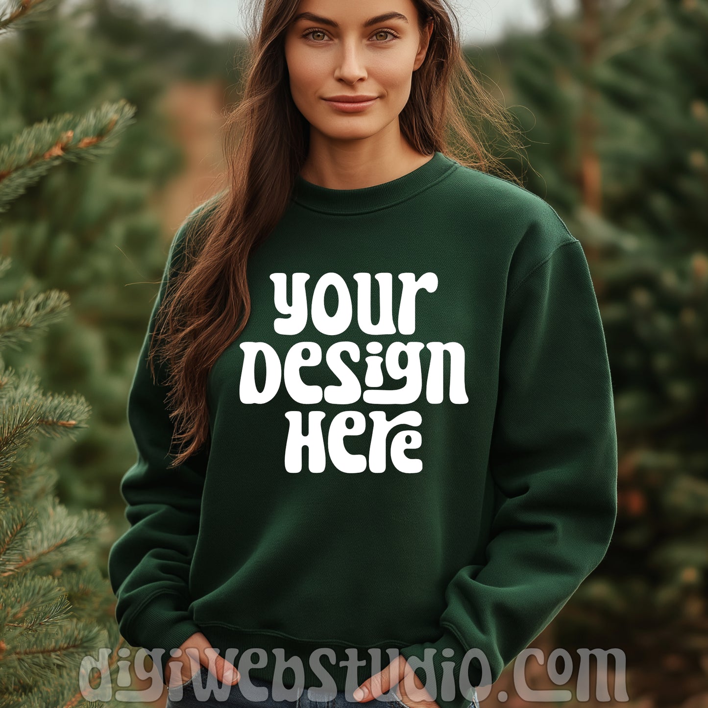 Christmas Gildan Forest Sweatshirt Mockup 2