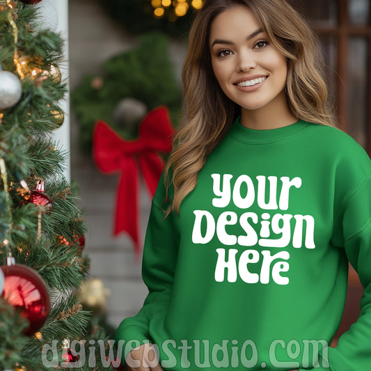 Christmas Gildan Irish Green Sweatshirt Mockup 1