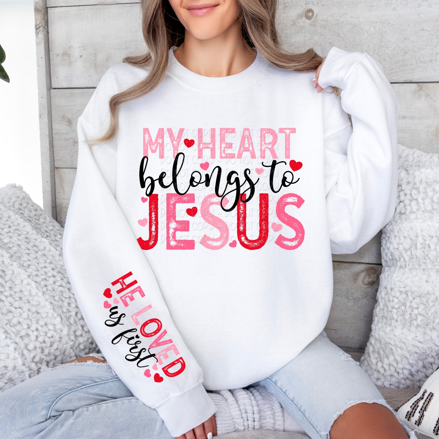 My Heart Belongs To Jesus w/ Matching Sleeve 1 - Digital Design PNG