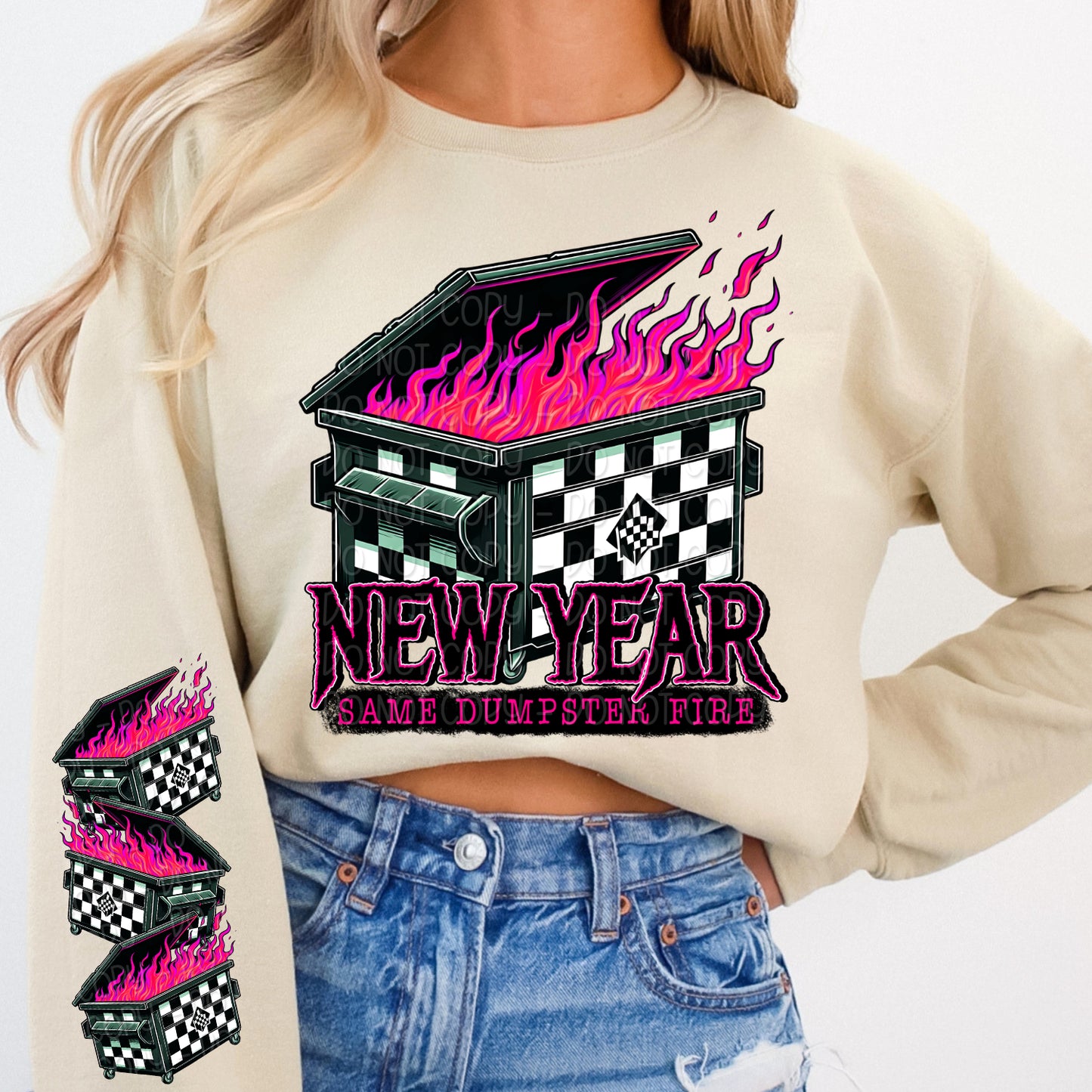 New Year Same Dumpster Fire w/ Matching Sleeve 1 - Digital Design PNG