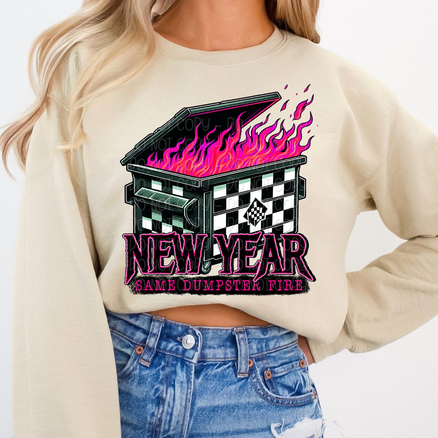 New Year Same Dumpster Fire w/ Matching Sleeve 1 - Digital Design PNG