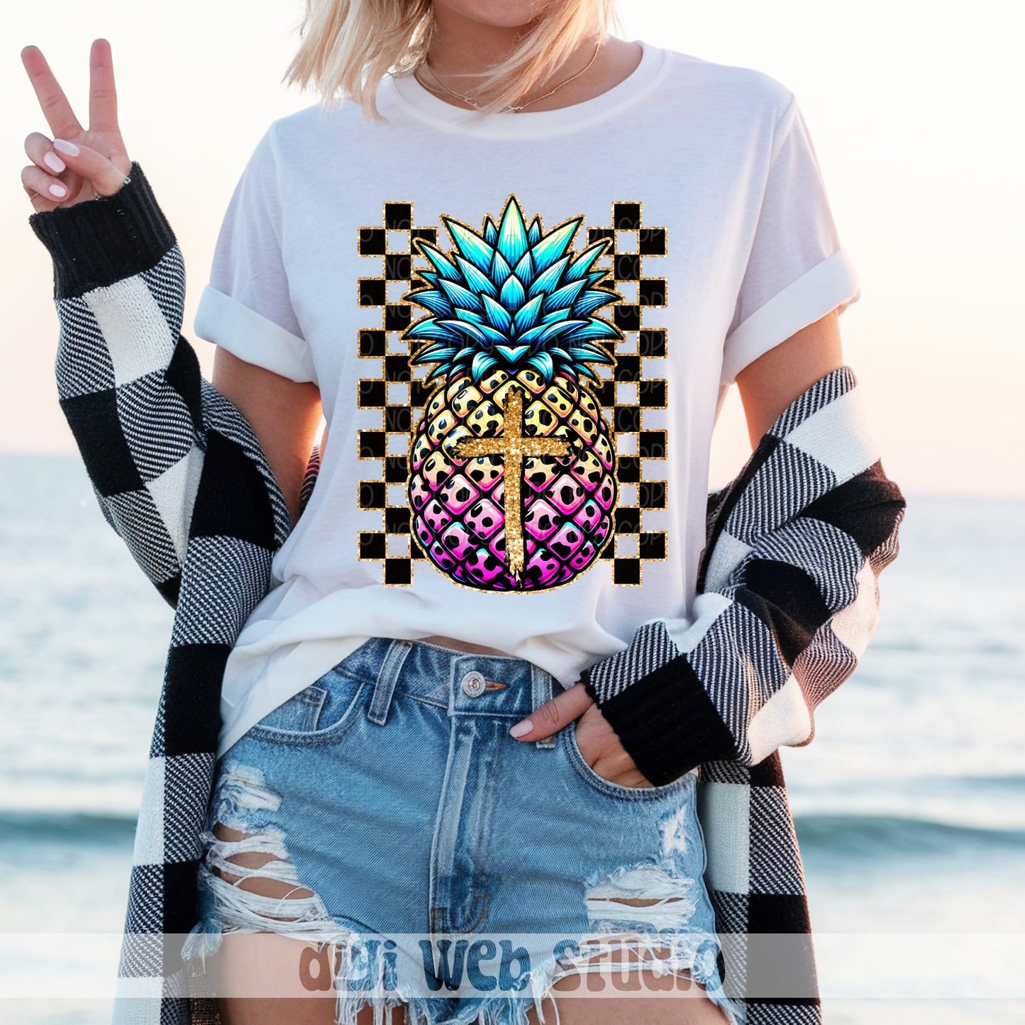 Pineapple With Cross 1 - 2025 Digital PNG Design