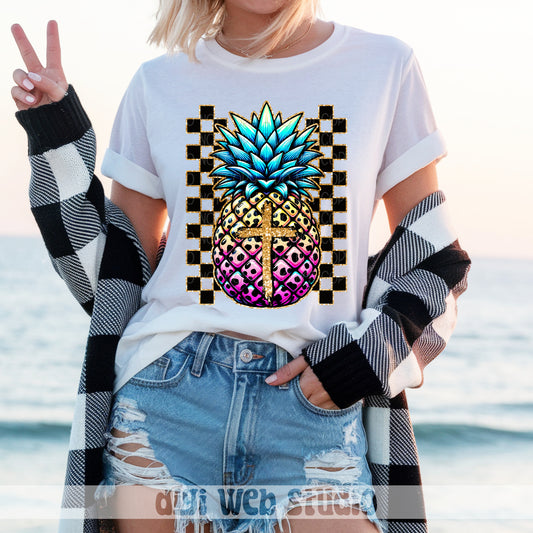 Pineapple With Cross 1 - 2025 Digital PNG Design