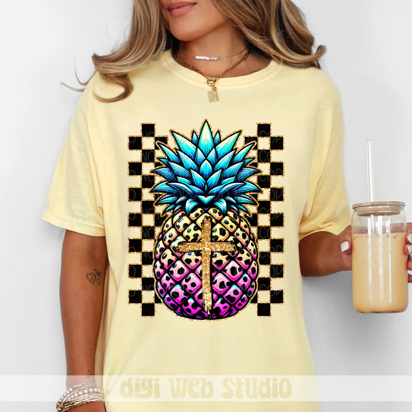 Pineapple With Cross 1 - 2025 Digital PNG Design