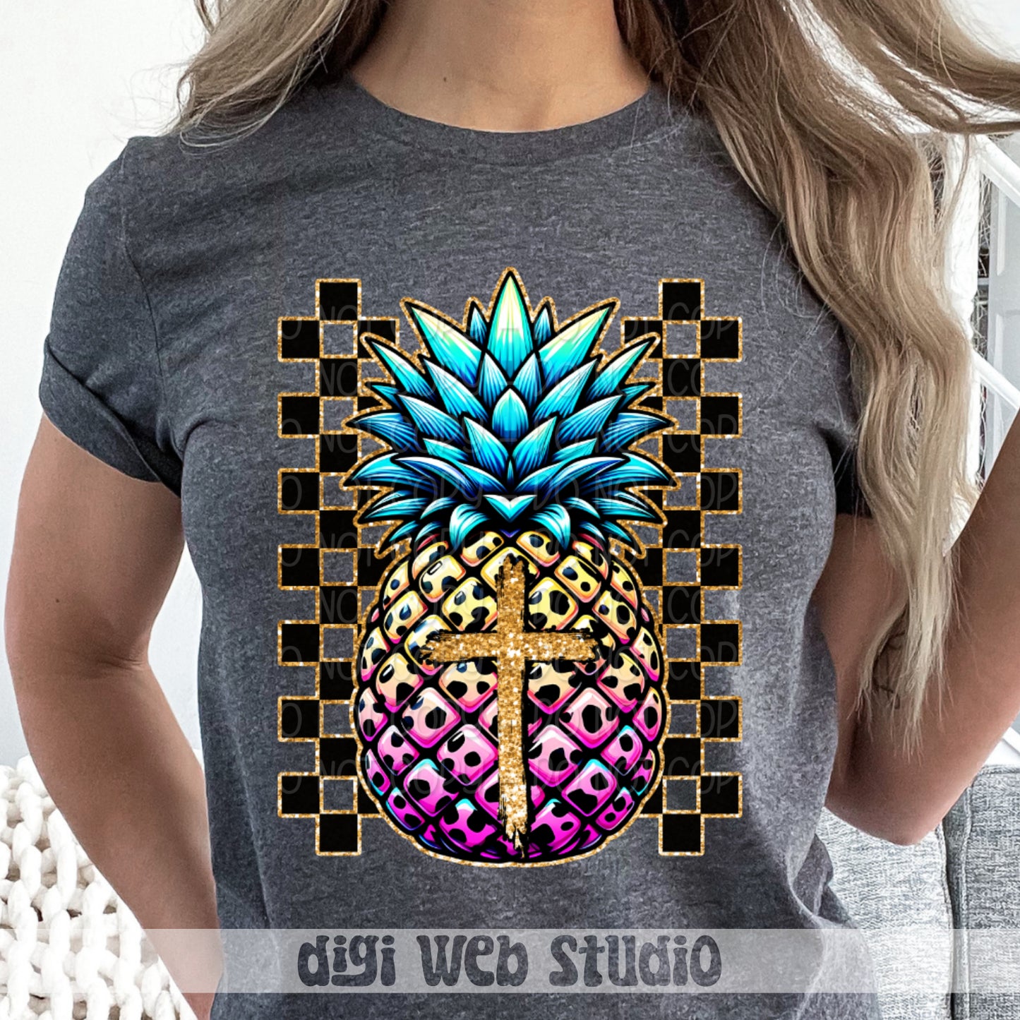 Pineapple With Cross 1 - 2025 Digital PNG Design
