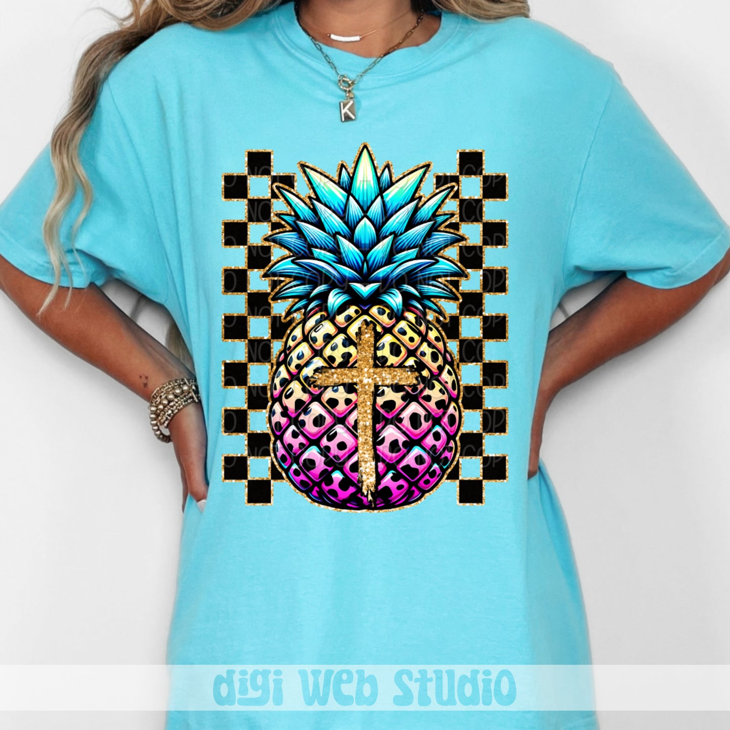 Pineapple With Cross 1 - 2025 Digital PNG Design