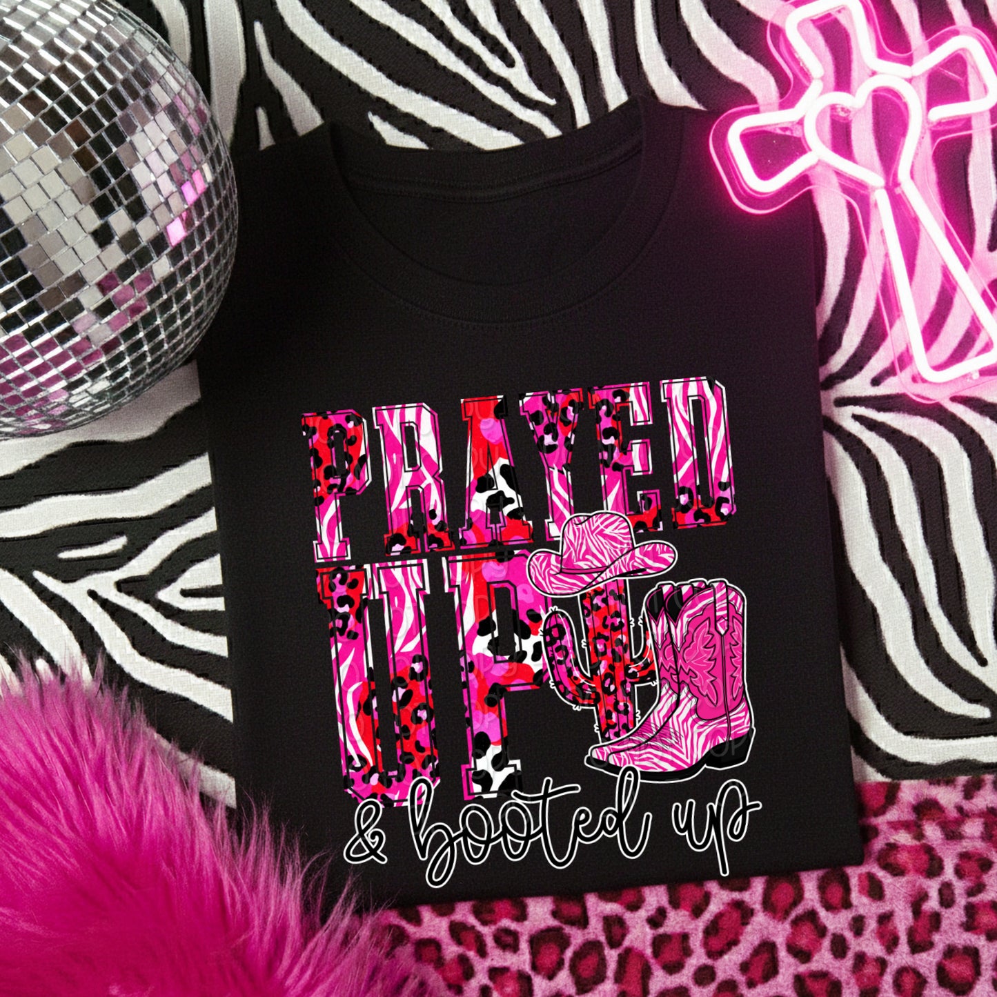 Prayed Up & Booted Up 1 - Digital PNG Design w/ Sleeve