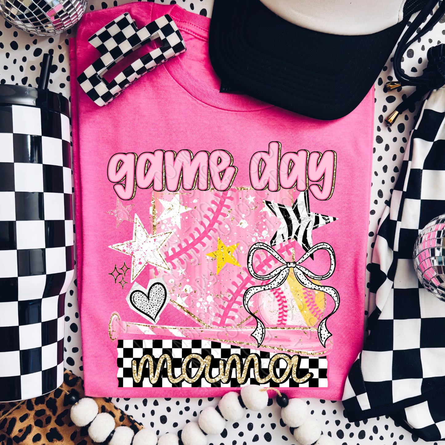 Preppy Game Day Mama (Baseball & Softball) 1 - 2026 Digital PNG Design