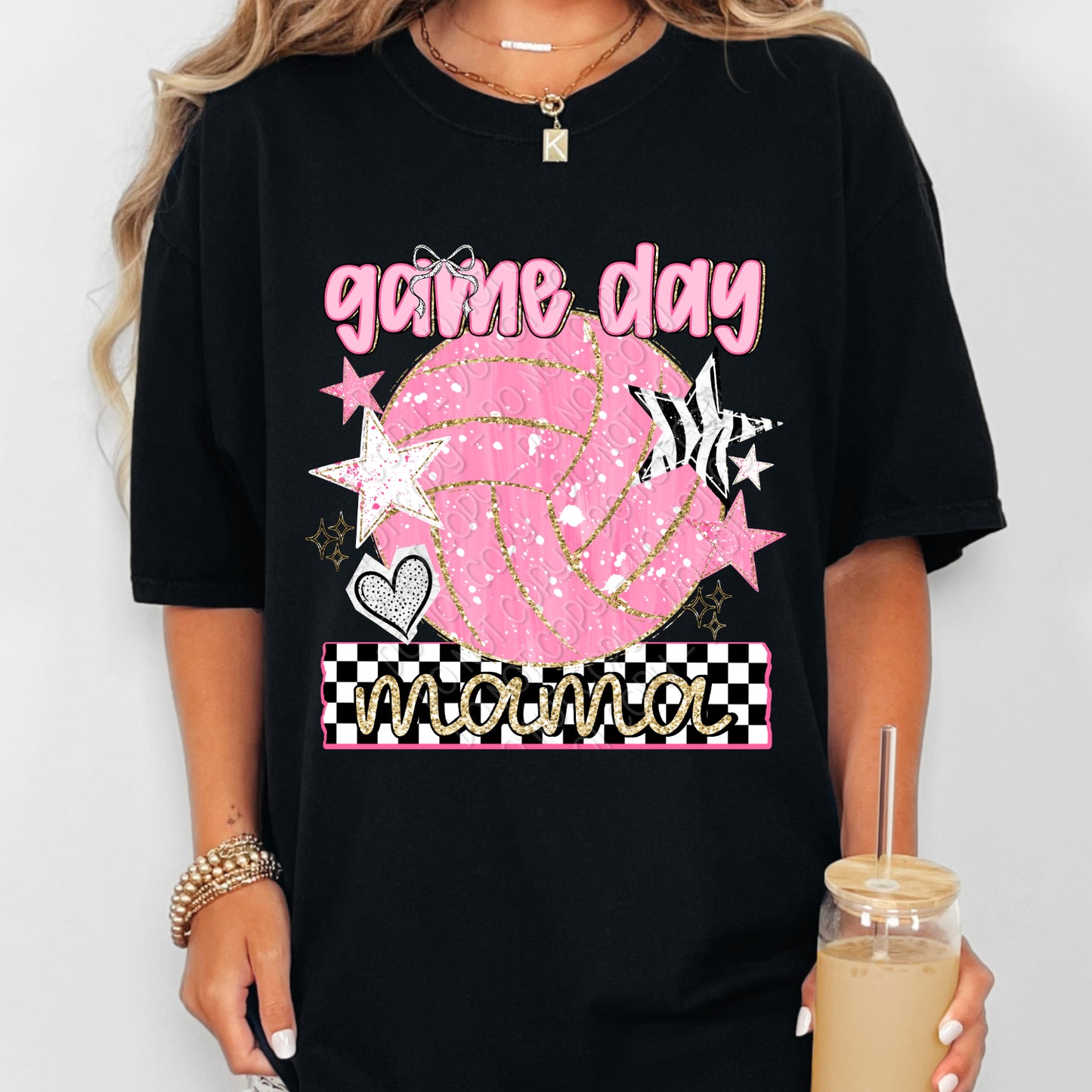 Preppy Game Day Mama Volleyball 1 - 2026 Digital PNG Design