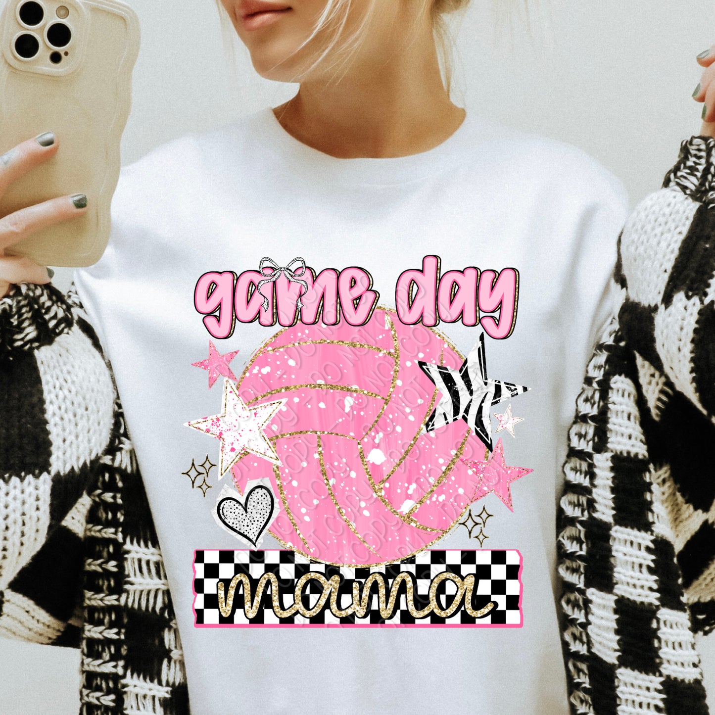 Preppy Game Day Mama Volleyball 1 - 2026 Digital PNG Design