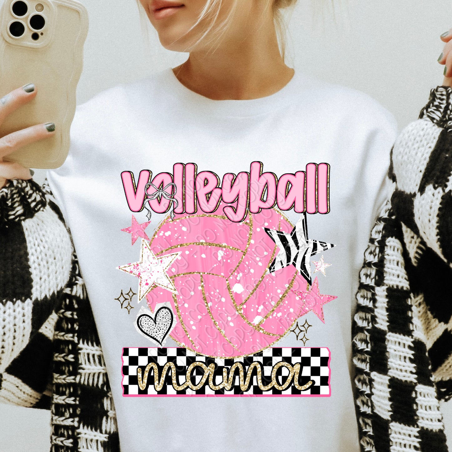 Preppy Volleyball Mama 1 - 2026 Digital PNG Design