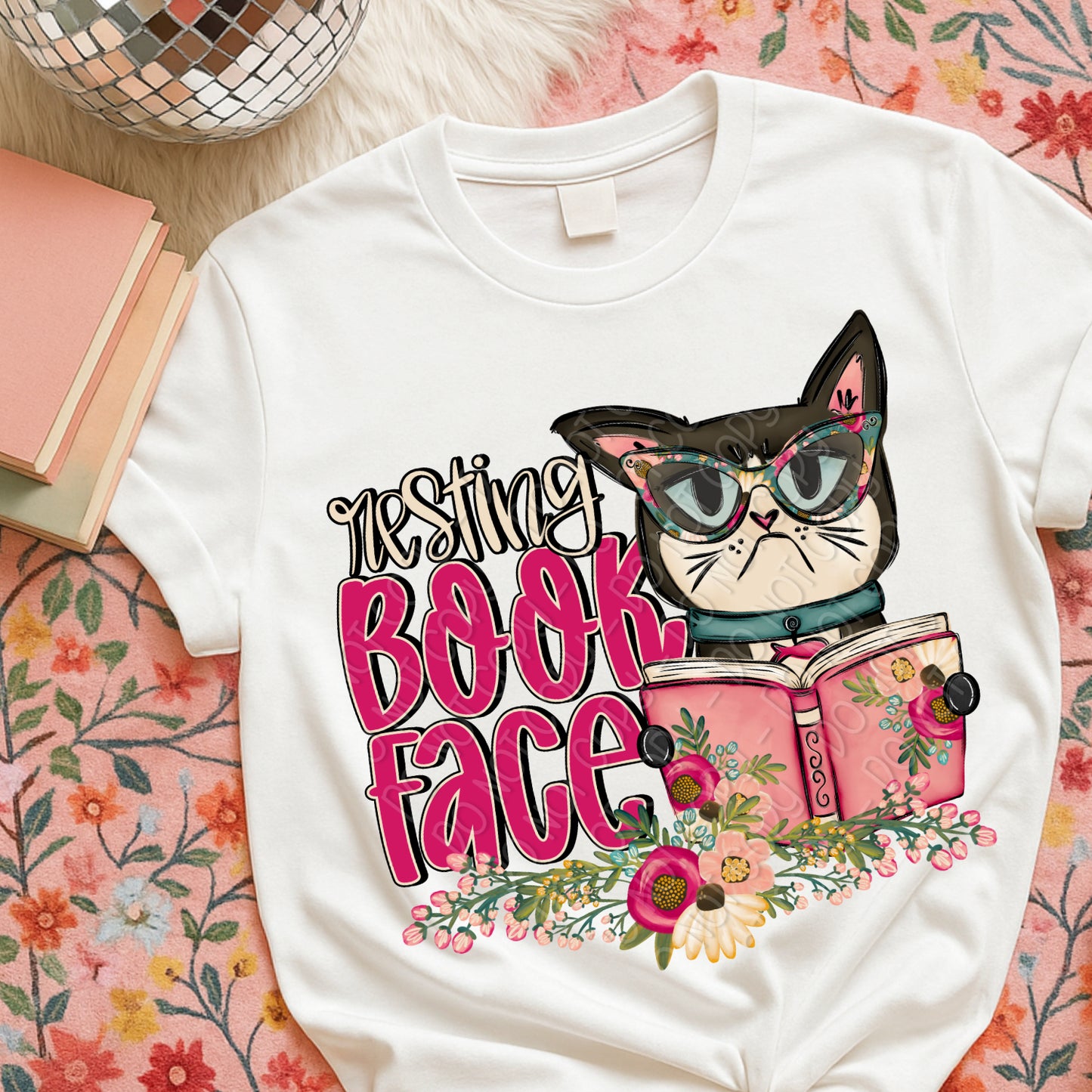 Resting Book Face 2 - 2026 Digital PNG Design