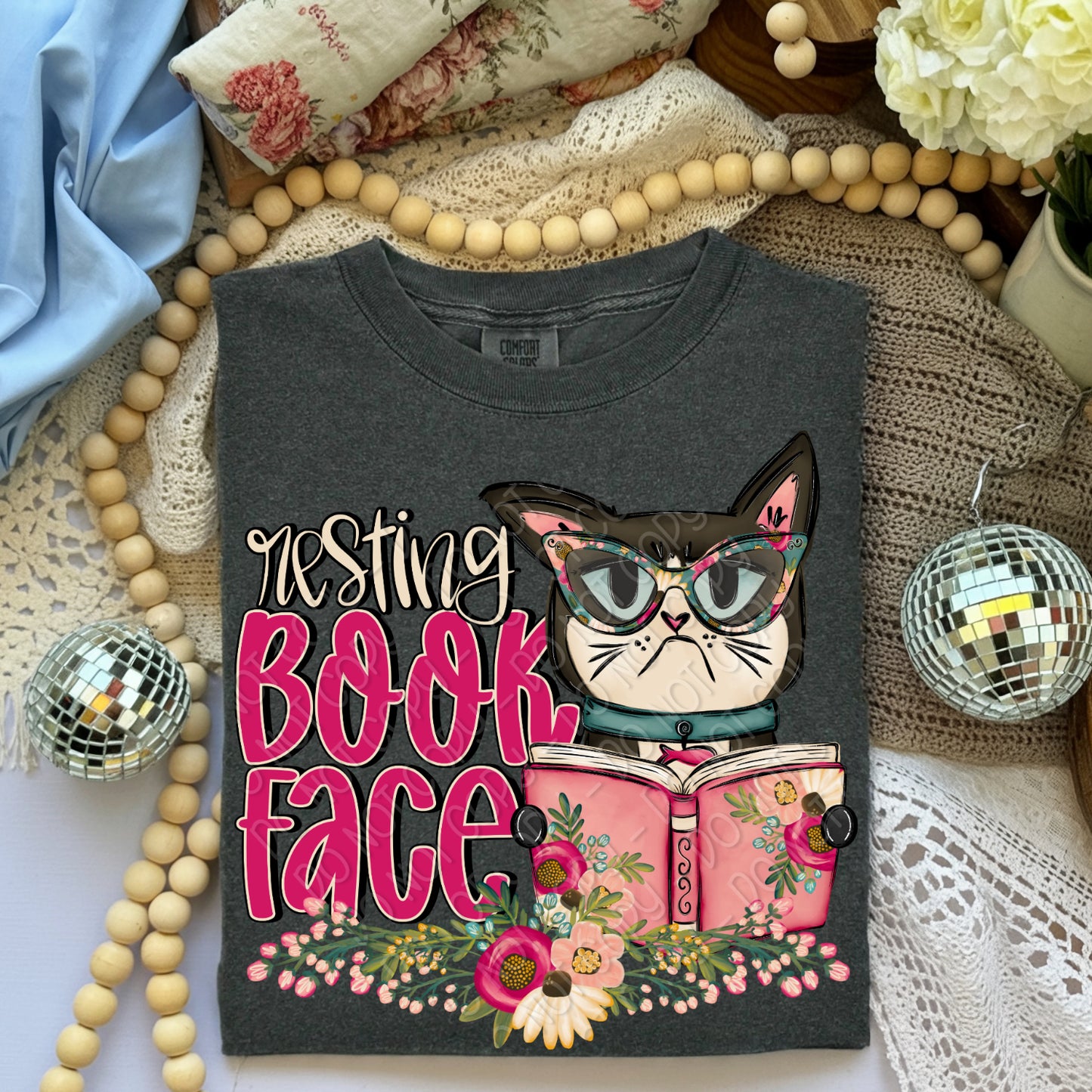 Resting Book Face 2 - 2026 Digital PNG Design