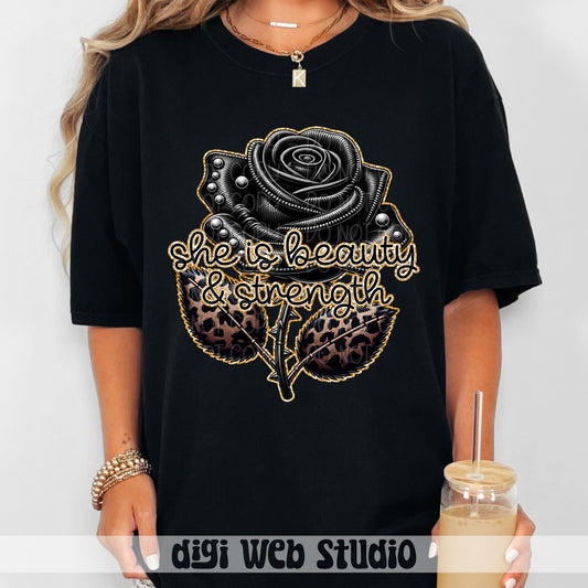 She Is Beauty & Strength 1 - 2025 Digital PNG Design