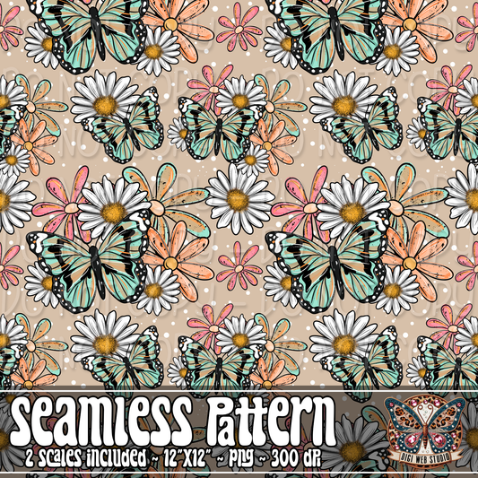 Butterflies and Flowers 1 - 2026 Seamless Pattern