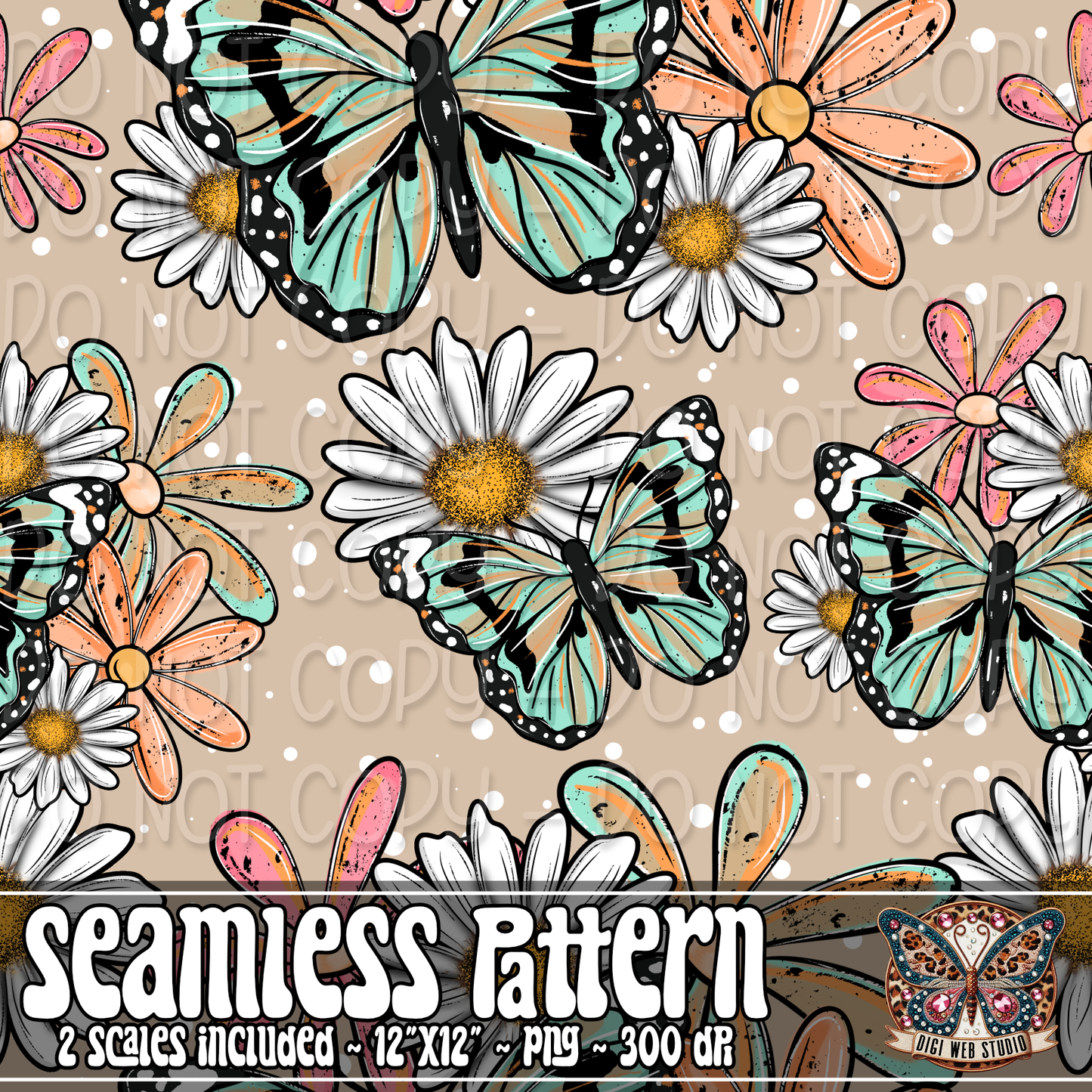 Butterflies and Flowers 1 - 2026 Seamless Pattern