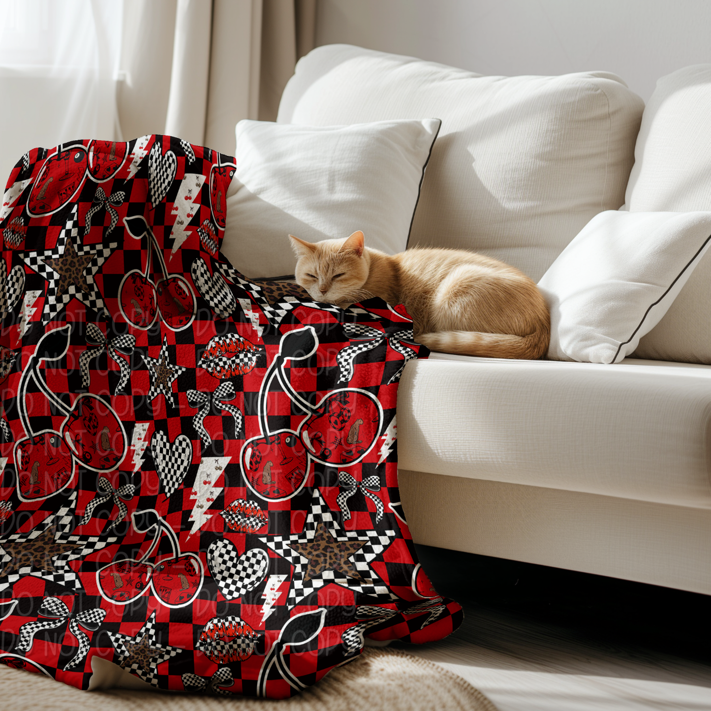 Checkers and Cherries 1 - Seamless Pattern