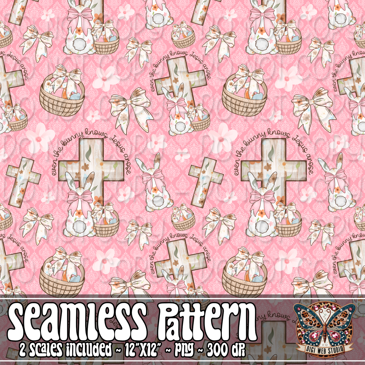 Even The Bunny Knows Jesus Arose 1 - 2026 Seamless Pattern