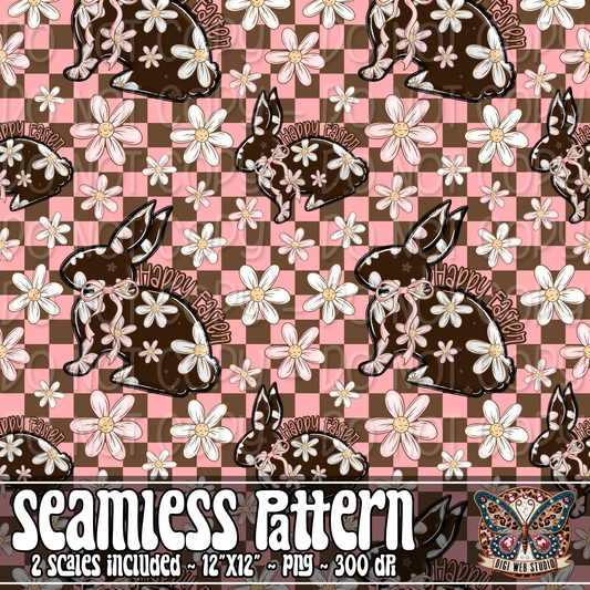 Floral Happy Easter Bunny 1 - Seamless Pattern