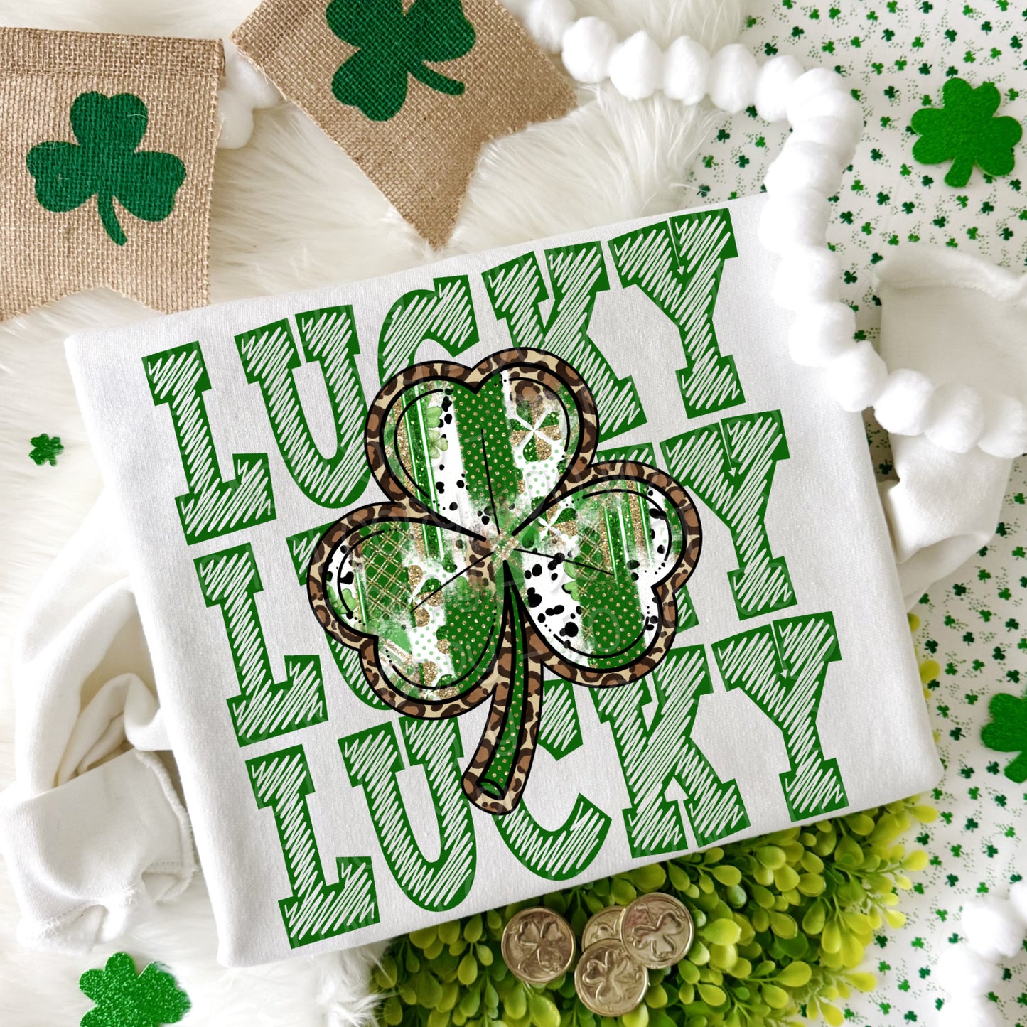 Stacked Lucky w/ Shamrock 1 - Digital PNG Design