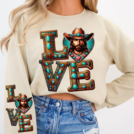 Western Love Jesus w/ Matching Sleeve 1 - Digital Design PNG