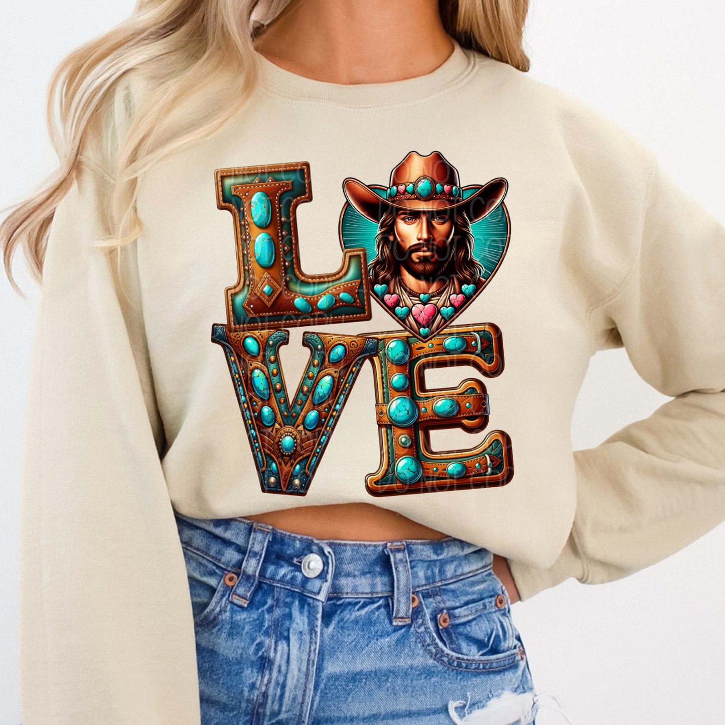 Western Love Jesus w/ Matching Sleeve 1 - Digital Design PNG