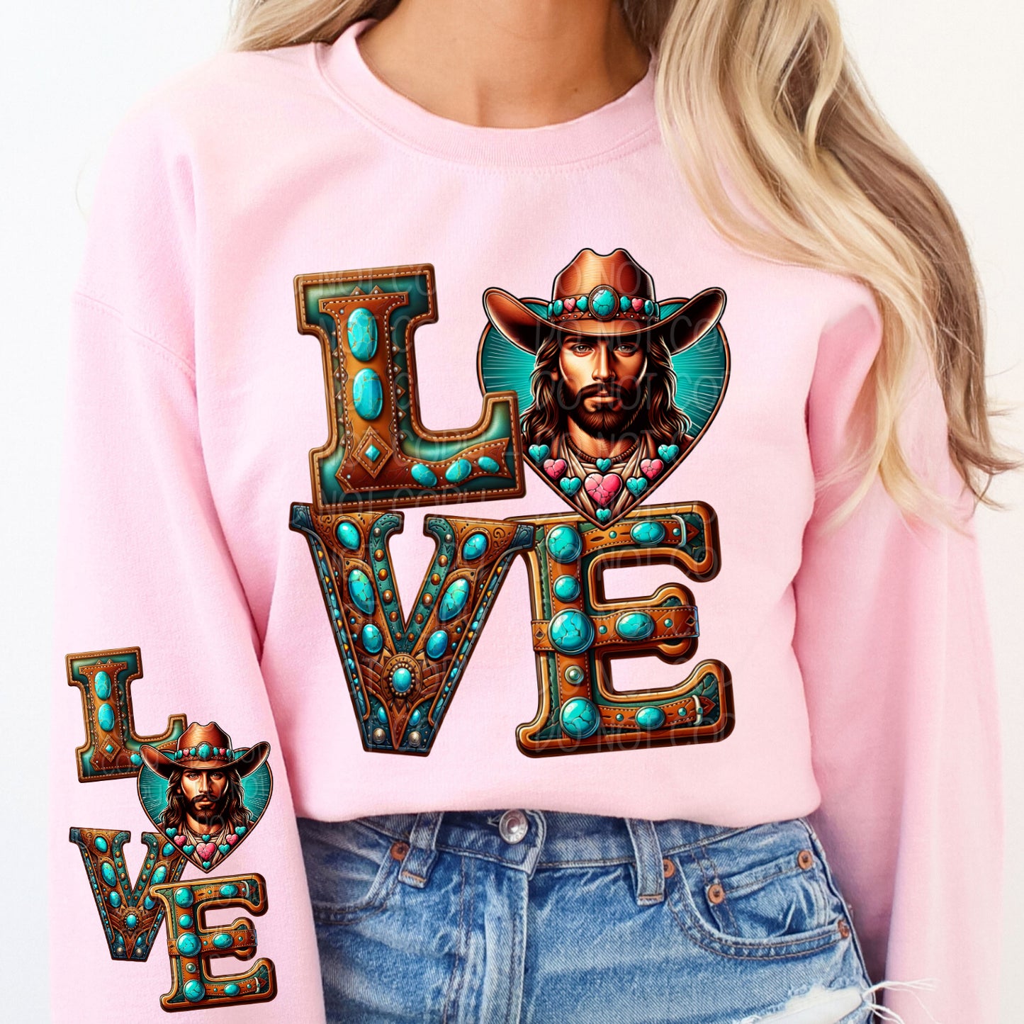 Western Love Jesus w/ Matching Sleeve 1 - Digital Design PNG