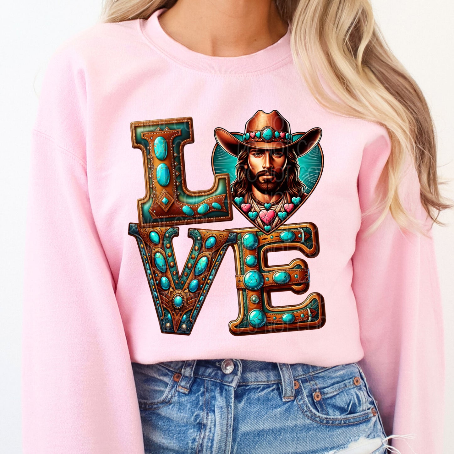 Western Love Jesus w/ Matching Sleeve 1 - Digital Design PNG