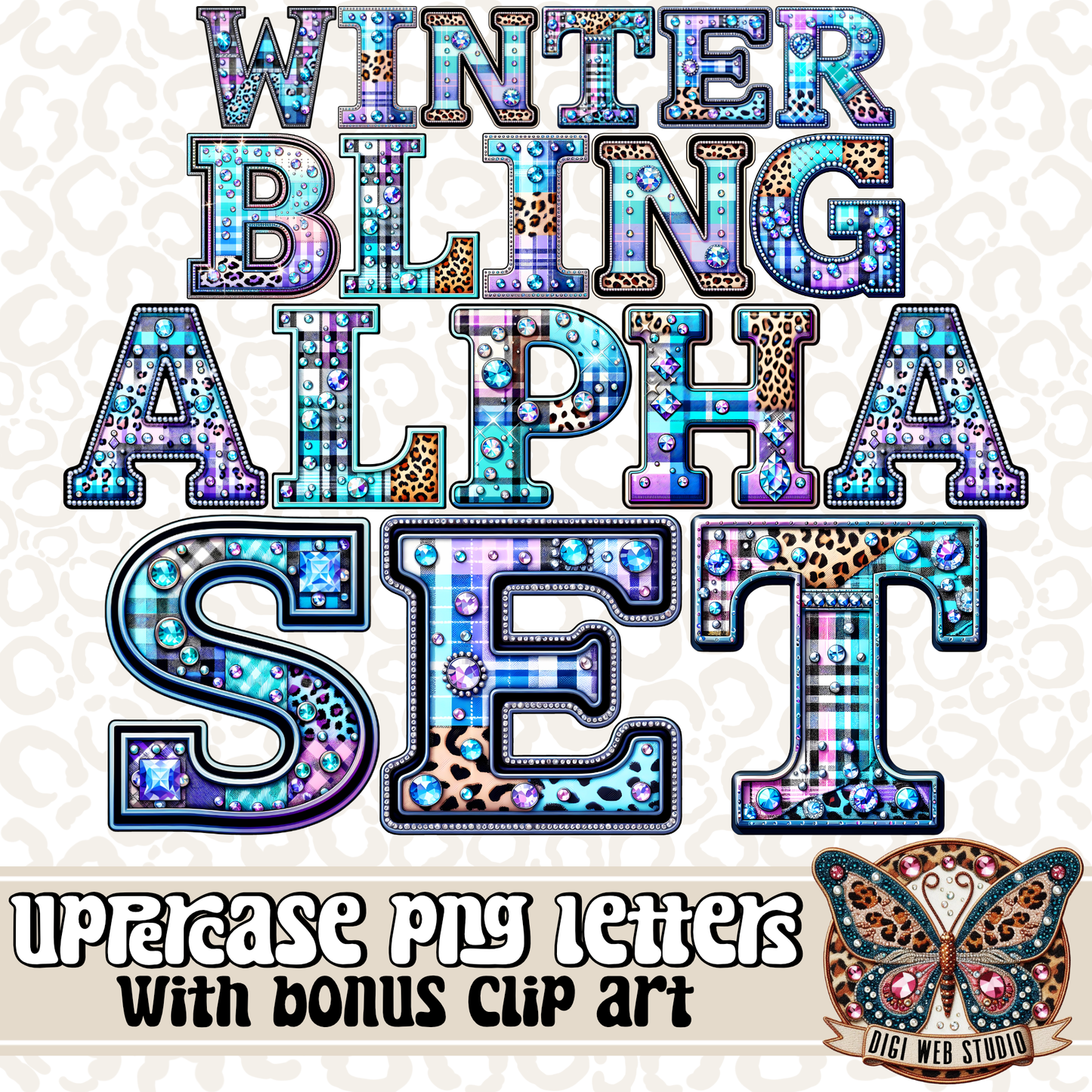 Design Elements - Winter Bling UC Alpha Set with Bonus Clip Art 1