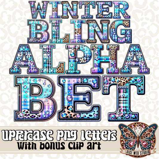 Design Elements - Winter Bling UC Alphabet with Bonus Clip Art 1